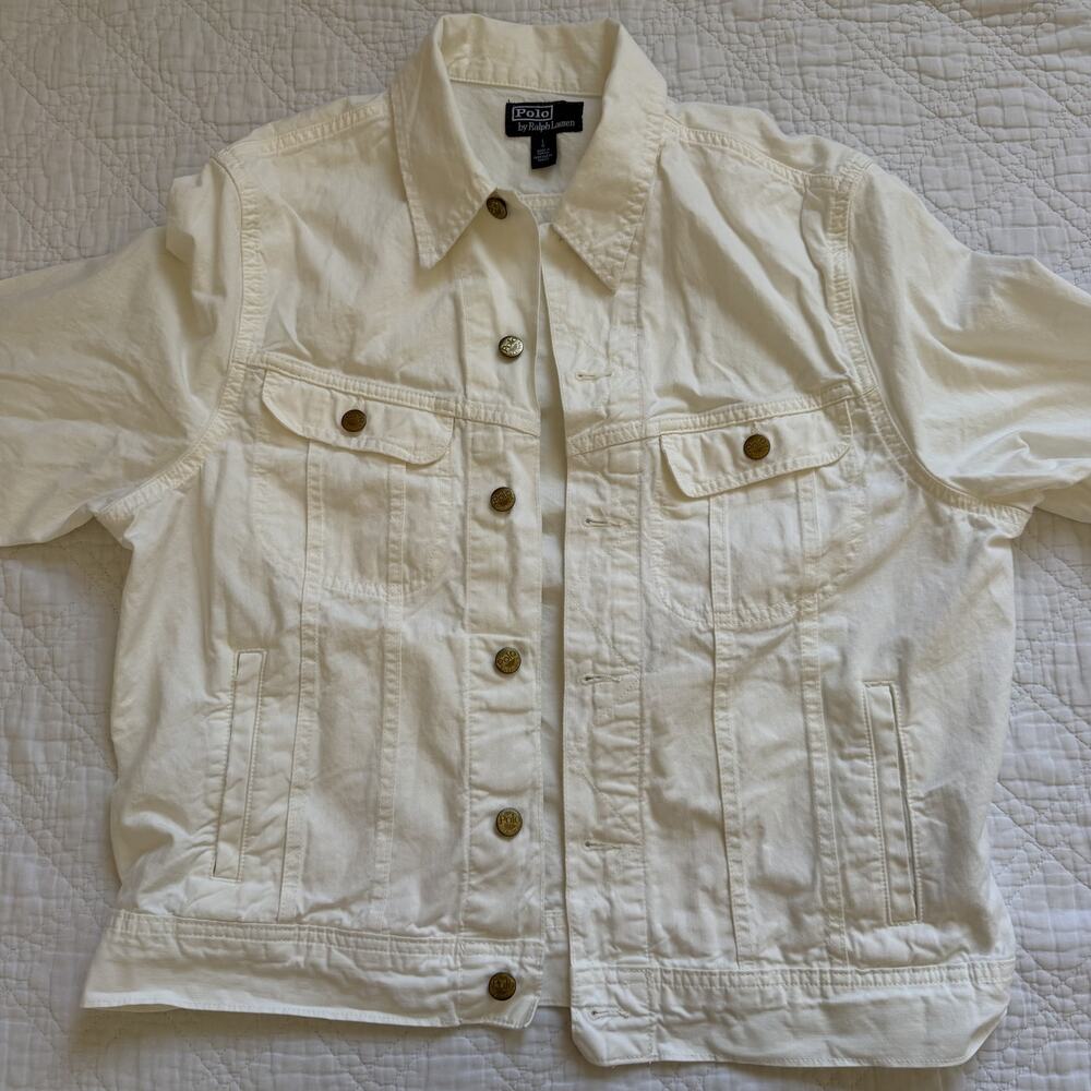 Polo by Ralph Lauren White Denim Trucker Jacket L